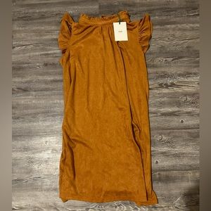 Brown women’s, mid length dress.